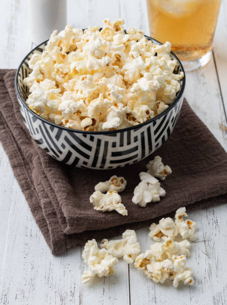 Popcorn in a bowl with butter olive oil