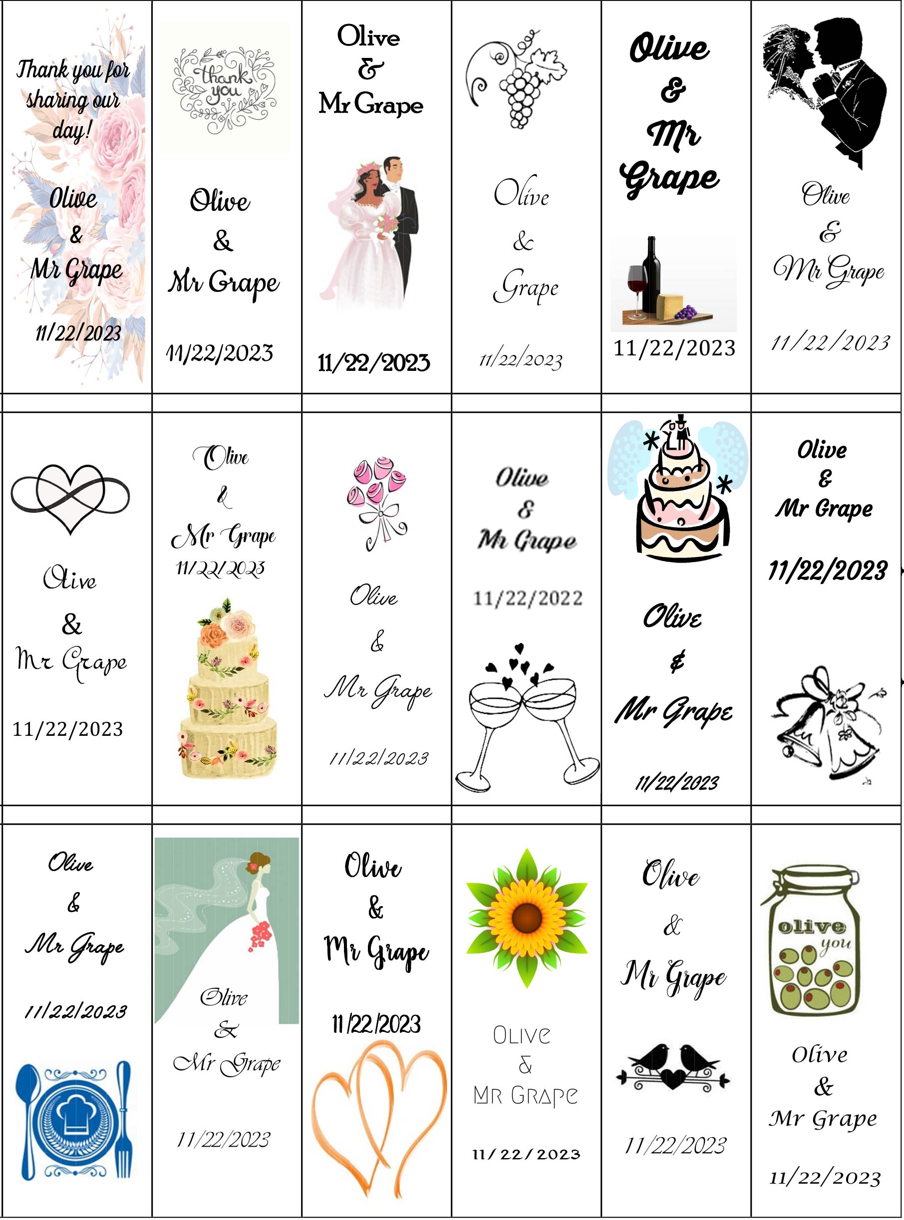 Wedding Favor sample labels